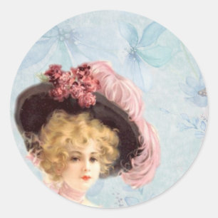 Rond Lady victorienne dans Sticker Casquette plumé