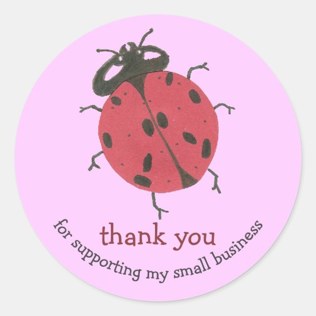 Rond Ladybug petite entreprise merci sticker (Devant)