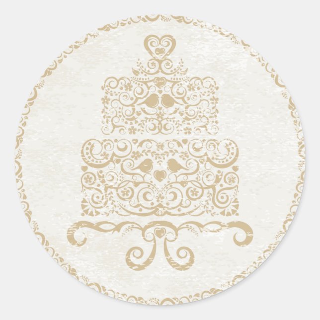 Rond Laissez-Les Manger Un Sticker De Gâteau (Devant)