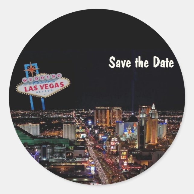 Rond Las Vegas Mariage Enregistrer le sticker date (Devant)
