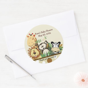Rond Le Zoo Crew Jungle Animaux Favoriser Sticker - Tan