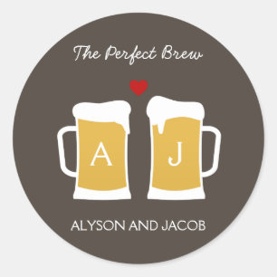 Rond L'Enveloppe / Sticker Favor Mariage De Brasserie P