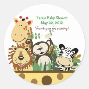 Rond L'ÉQUIPAGE ZOO (JAUNE) Sticker Faveur Personnalisé
