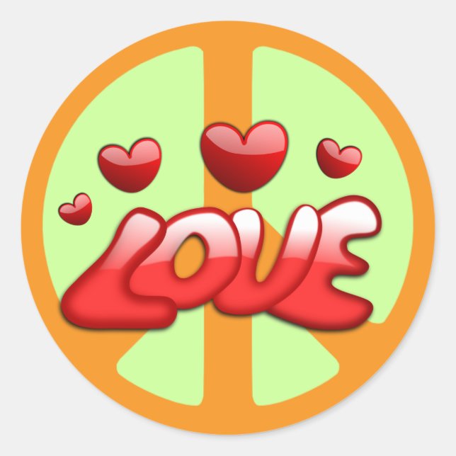 Rond Les années 60 : Sticker Paix et Amour (Devant)