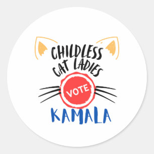 Rond Les chats sans enfants Votent Kamala Round Sticker
