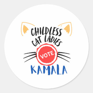 Rond Les chats sans enfants Votent Kamala Round Sticker