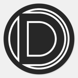 Rond LETTRE D Sticker NOIR
