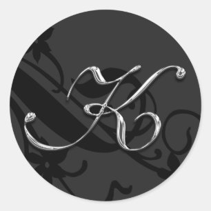 Rond LETTRE MONOGRAPHIQUE K Sticker Mariage Enveloppe