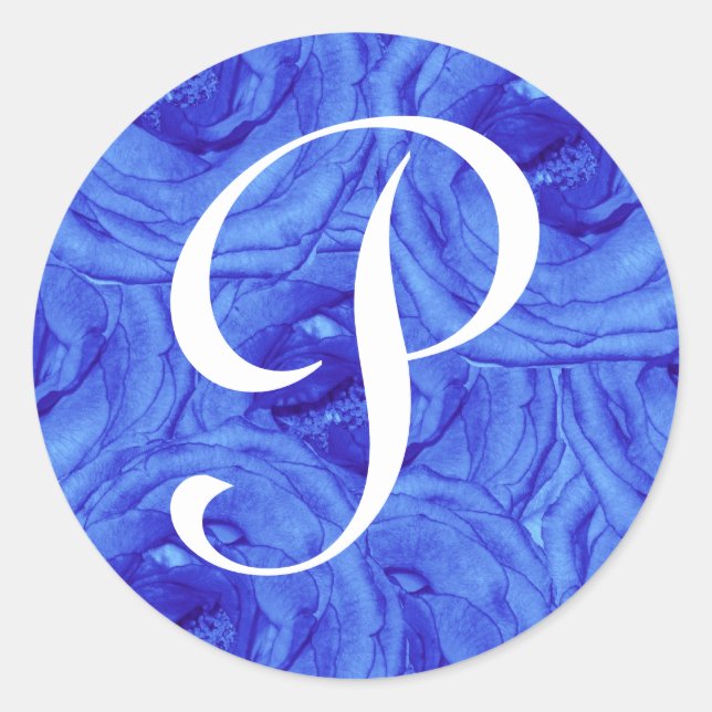 Rond LETTRE MONOGRAPHIQUE P Sticker Rose Bleu (Devant)