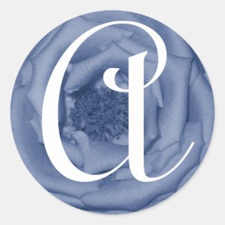 Rond LETTRE MONOGRAPHIQUE Sticker Rose Bleu