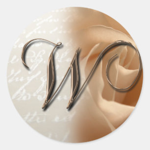 Rond LETTRE MONOGRAPHIQUE W Sticker Mariage Enveloppe