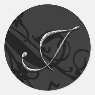 Rond LETTRE MOYENNE J Sticker Mariage Enveloppe Sceau