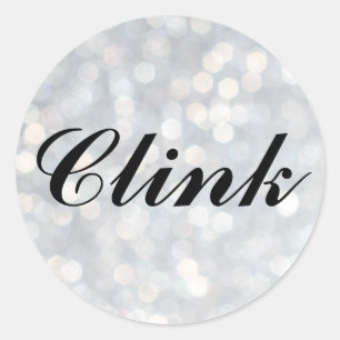 Rond Lien sur Sticker en argent bulles de champagne