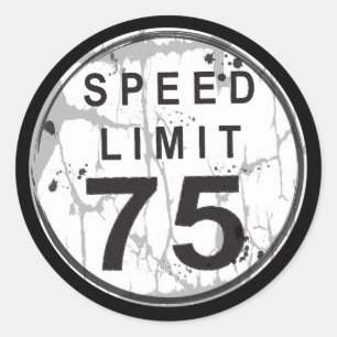 Rond Limite de vitesse Sticker Grungy de 75 mi/h