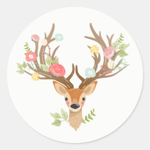 Rond Little Deer faveur tag Sticker bois Antlers