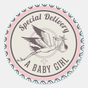 Rond Livraison spéciale Baby Girl New Born Sticker