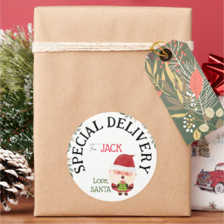 Rond Livraison spéciale de Père Noël Sticker de Noël