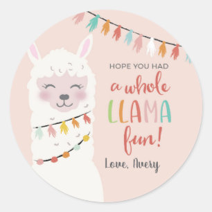 Rond Llama Amusant Anniversaire Merci Favor Sticker Ron