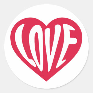 Rond LOVE Retro Typographie Coeur Sticker