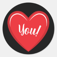 Love You Red Heart Sticker sur Solid Black