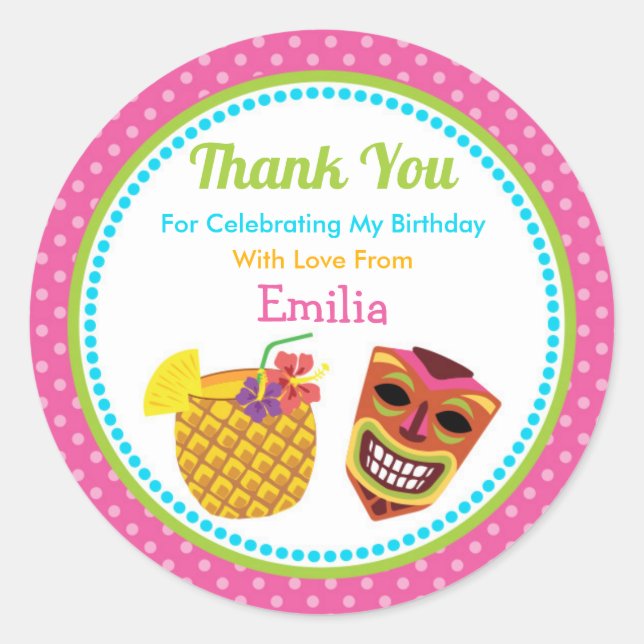 Rond Luau Anniversaire Fête Favoriser Sticker (Devant)