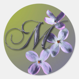 Rond M Sticker à enveloppe Lilac Monogramme