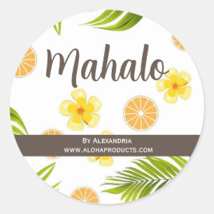 Rond Mahalo merci Hawaiian tropical sticker