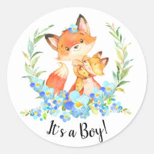 Rond Maman & Baby Fox C'est un GARÇON Favoriser Sticker