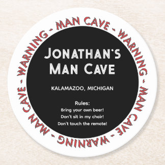 Rond Man Cave Round Dessous de verre drôle Avertissemen