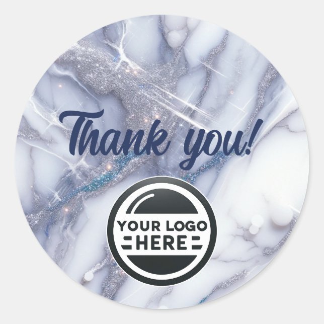 Rond Marble Merci Customer Business sticker personnalis (Devant)