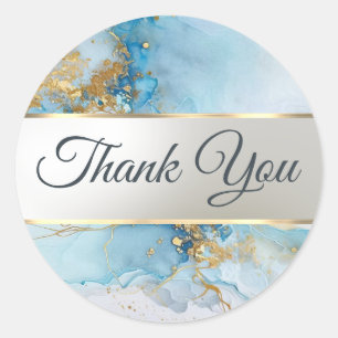 Rond marbre bleu rose merci sticker