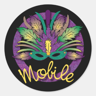 Rond Mardi Gras Mask Sticker - Mobile, AL