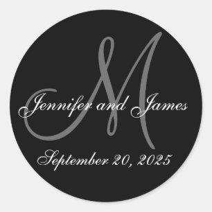 Rond Mariage Date Prénoms Monogramme initial Sticker