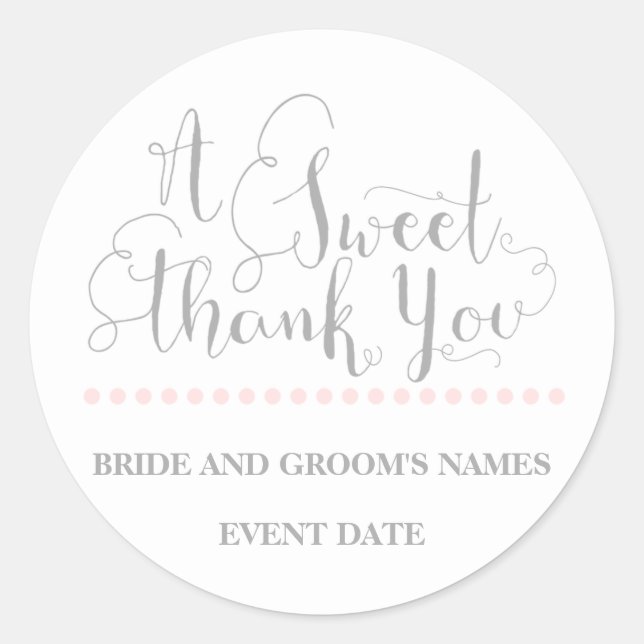 Rond MARIAGE FAVOR STICKER phrase "Un Merci doux" (Devant)
