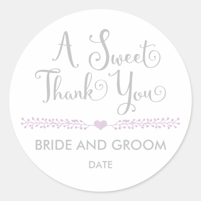 Rond MARIAGE FAVOR STICKER Sweet merci. (Devant)