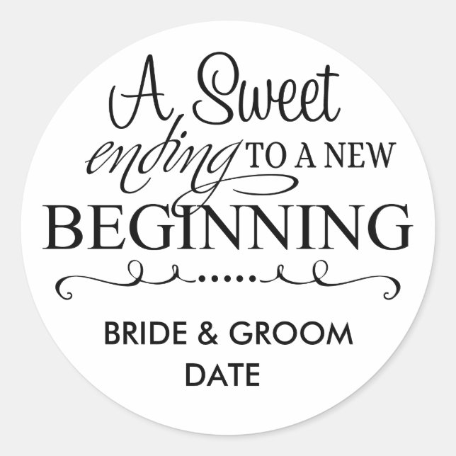 Rond MARIAGE FAVOR STICKER Une fin douce (Devant)