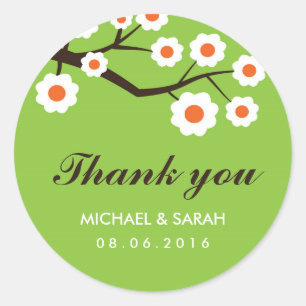 Rond Mariage Floral Vert Favoriser Merci Sticker