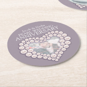 Rond Mariage Pearl anniversaire dessous de verre de pho
