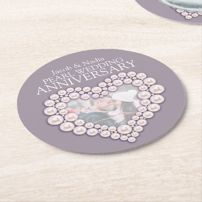 Rond Mariage Pearl anniversaire dessous de verre de pho (Incliné)
