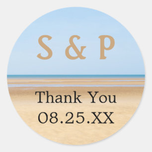 Rond Mariage plage Favoriser Merci Sticker personnalisé