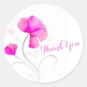 Rond Mariage rose fleur aquarelle merci sticker