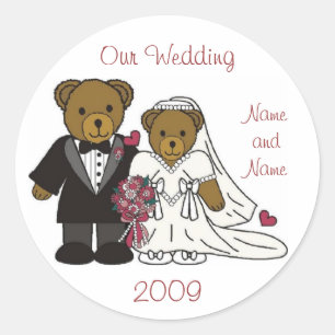 Rond Mariage Teddy Bear Sticker Faveurs