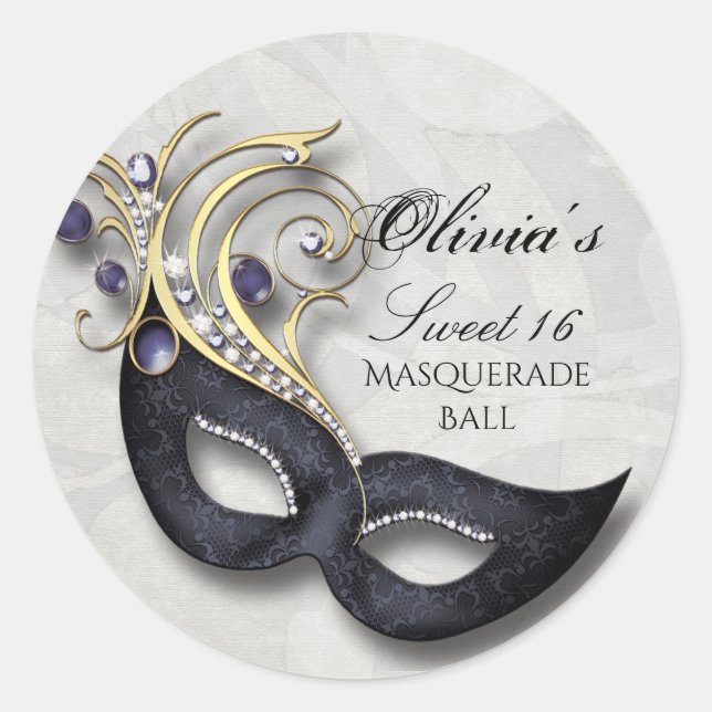 Rond Mascarade sweet sixteen Sticker Mascarade Masque n (Devant)