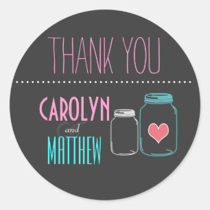 Rond Masonjar moderne   Rose   Sticker Merci Aqua