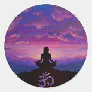 Rond Méditation Sticker Coucher de soleil de montagne v