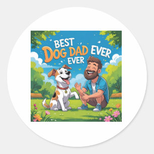 Rond Meilleur Chien Papa Jamais Cartoon Grand Sticker