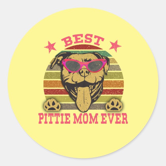 Rond Meilleur Sticker pour Pitbull Maman (Devant)