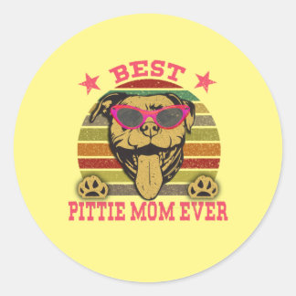Rond Meilleur Sticker pour Pitbull Maman