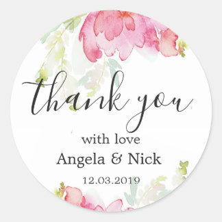 Rond Merci Aquarelle Avec Sticker Amour