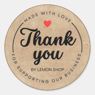 Rond Merci Brown Fabriqué Avec Sticker Cercle D'Amour
